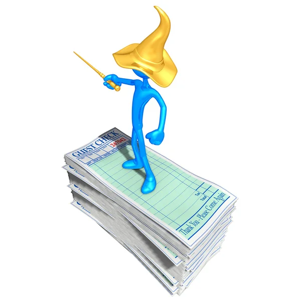 Wizard On Restaurant Guest Checks — Stock Photo, Image