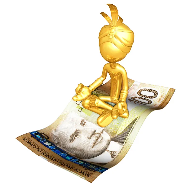 Djinn On Money Magic Carpet — Stock Photo, Image