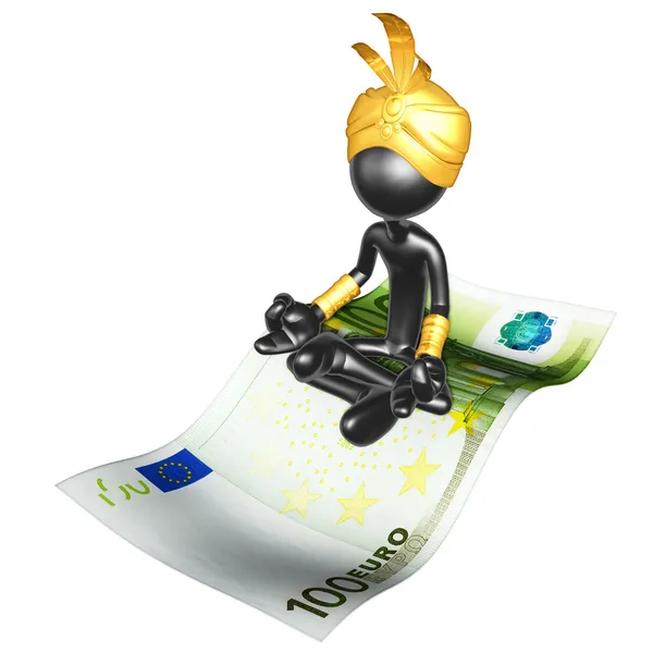 Djinn On Money Magic Carpet — Stock Photo, Image