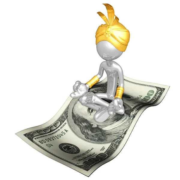 Djinn On Money Magic Carpet — Stock Photo, Image