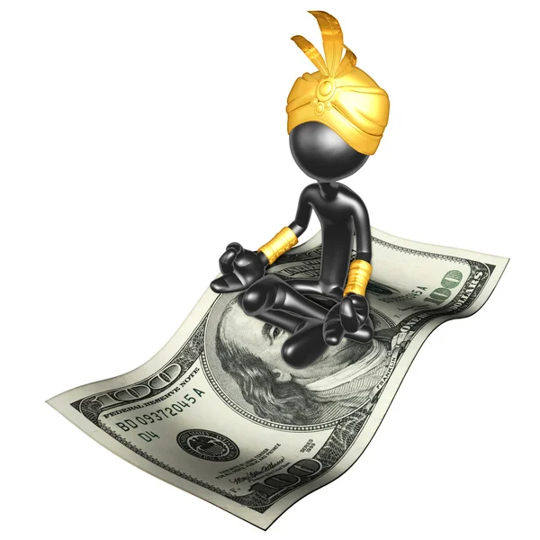 Djinn On Money Magic Carpet — Stock Photo, Image