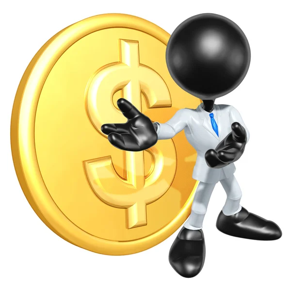 Mini O.G. Businessman With Gold Coin — Stock Photo, Image