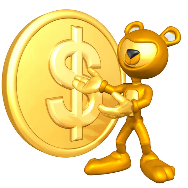 Gold guy with gold — Stock Photo, Image