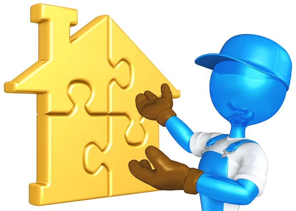 Gold home puzzle concept — Stock Photo, Image