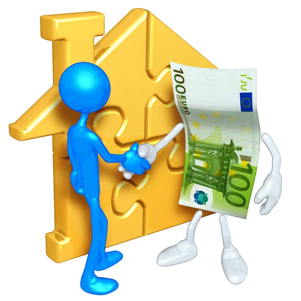 Gold home puzzle and money — Zdjęcie stockowe