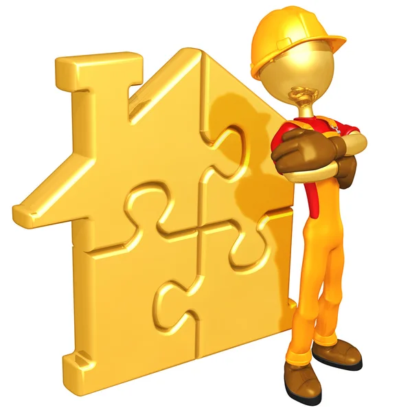 Gouden huis puzzel — Stockfoto