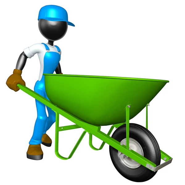 Trabalhador com carrinho de mão — Fotografia de Stock
