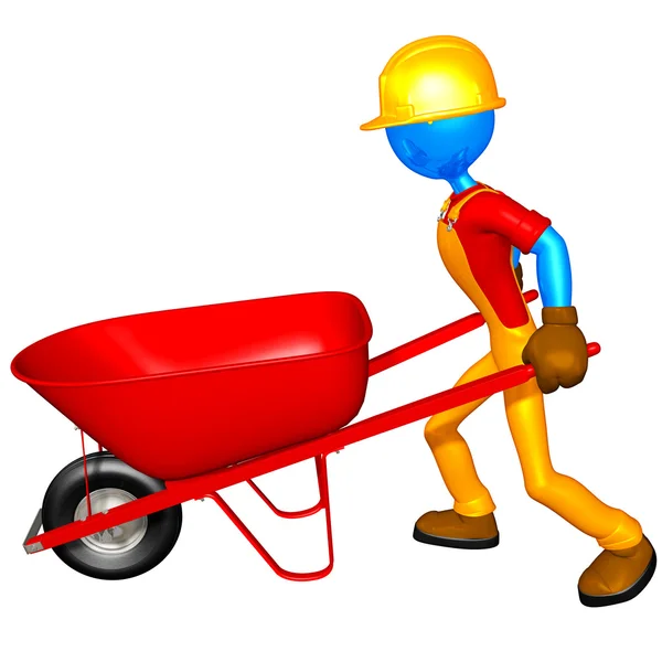 Worker With Wheelbarrow — Stock Photo, Image