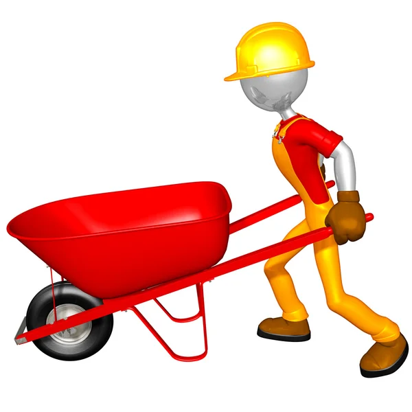 Worker With Wheelbarrow — Stock Photo, Image