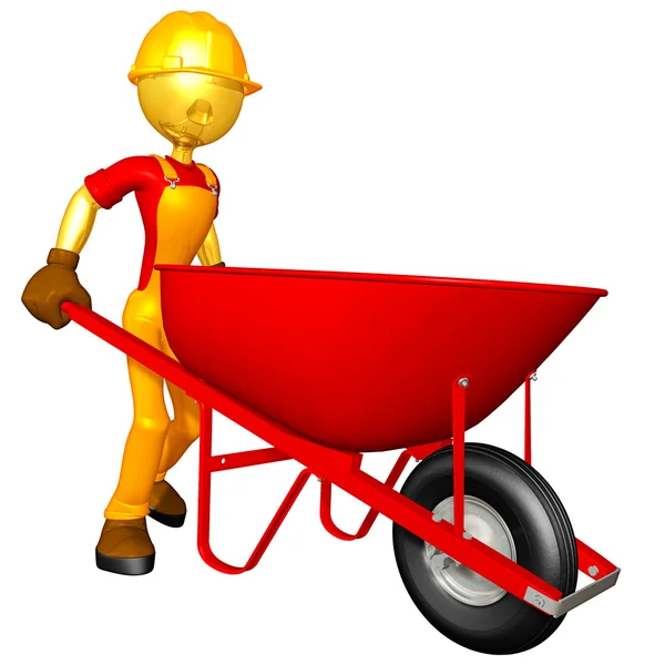 Trabalhador com carrinho de mão — Fotografia de Stock