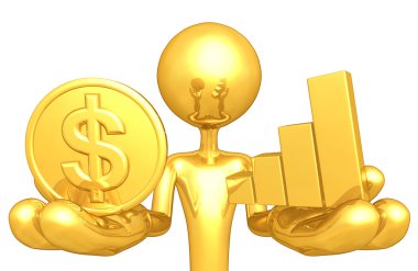 altın sikke ve çubuk grafik