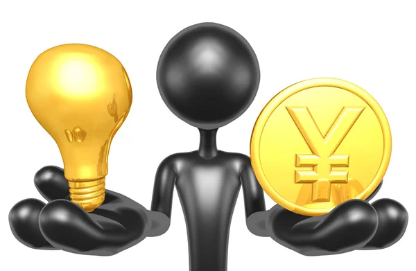 Lightbulb And Gold Coin — Stock Photo, Image