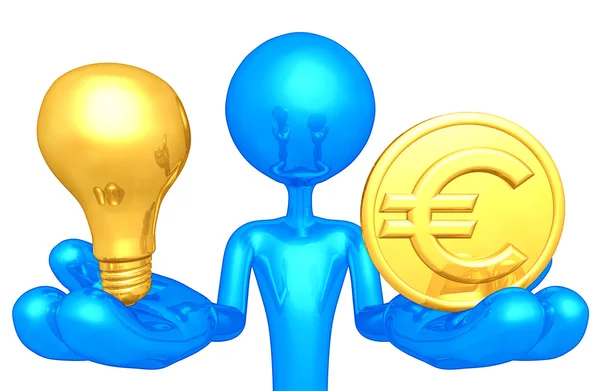 Lightbulb And Gold Coin — Stock Photo, Image