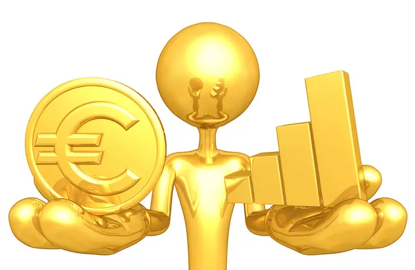 Gouden munten en staafdiagram — Stockfoto