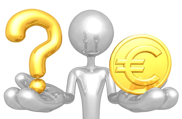 Question And Gold Coin — Stock Photo, Image