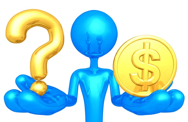 Question And Gold Coin — Stock Photo, Image