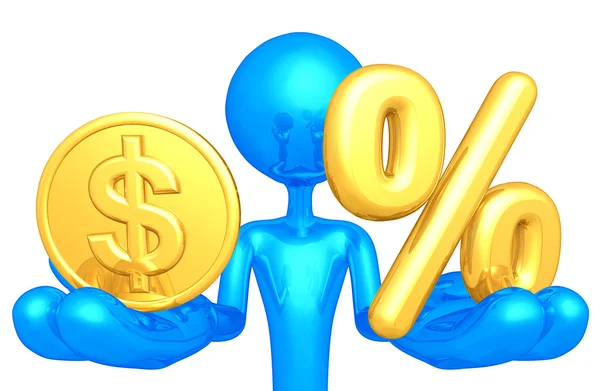 Gold Coin And Percentage — Stock Photo, Image