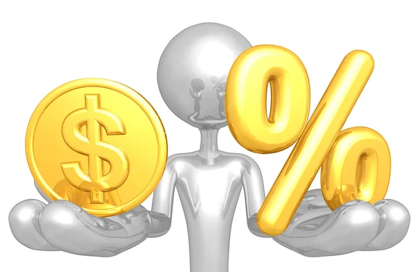 Gold Coin And Percentage — Stock Photo, Image