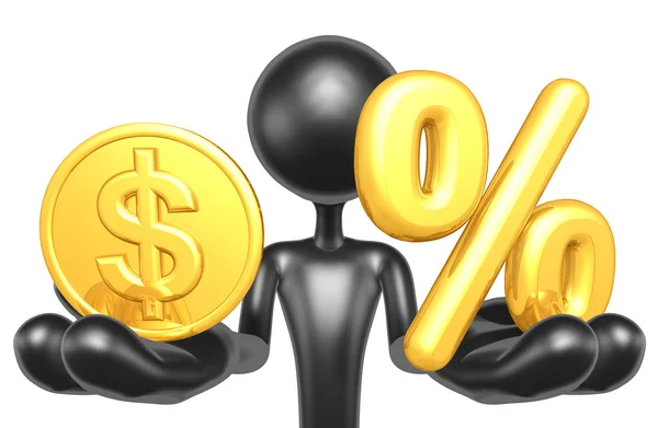 Gold Coin And Percentage — Stock Photo, Image