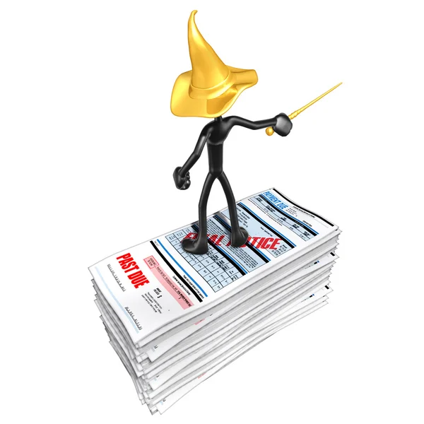 Wizard On Past Due Bills — Stock Photo, Image