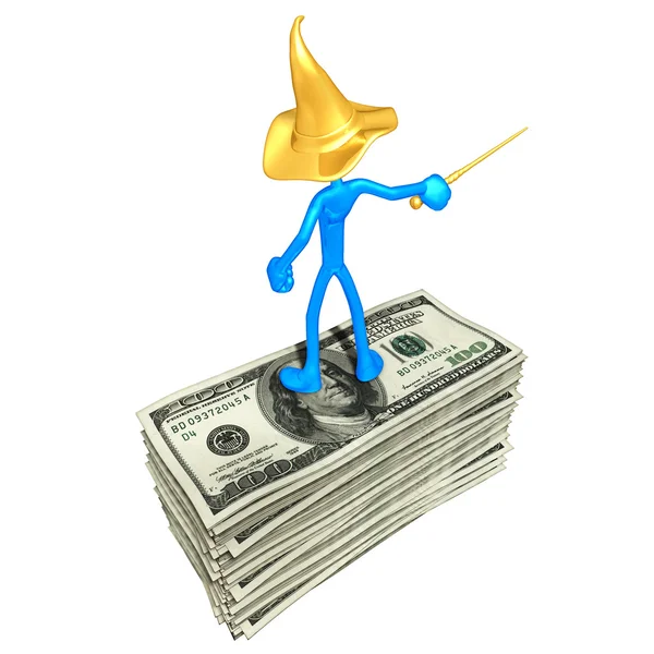 Wizard op geld — Stockfoto