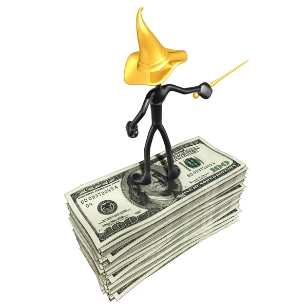 Wizard op geld — Stockfoto