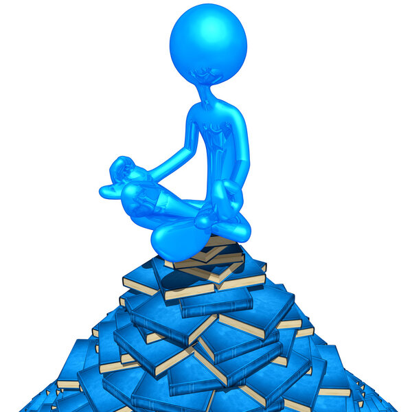 Meditating On A Pile Of Books