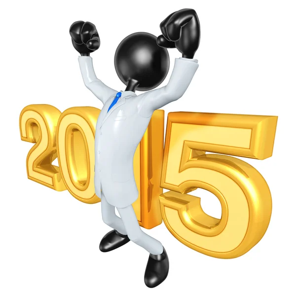 Happy new year golden businessman 2015 — Stock Photo, Image