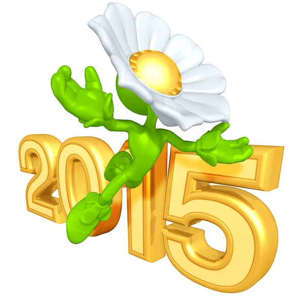 Frohes neues Jahr goldene Blume 2015 — Stockfoto