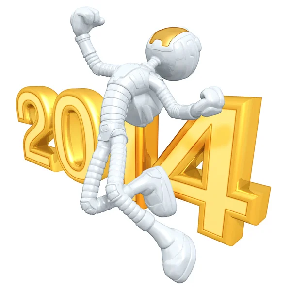 New Year 2014 Gold robot — Stock Photo, Image