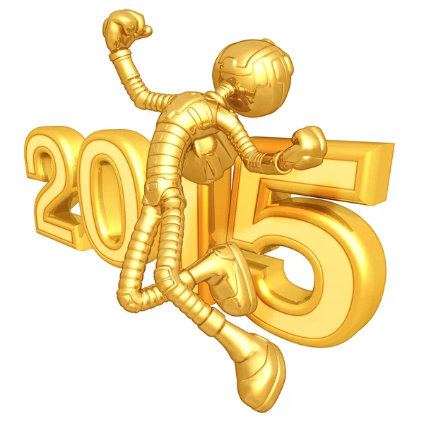 Happy new year golden robot 2015 — Stock Photo, Image