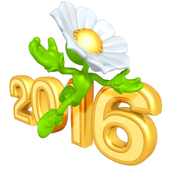 Feliz año nuevo de oro de la flor 2016 Imagen de stock