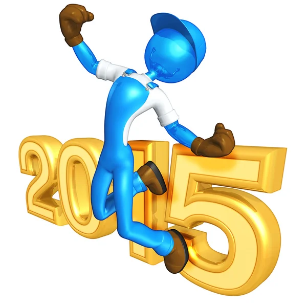 Šťastný nový rok zlatý konstruktor 2015 — Stock fotografie