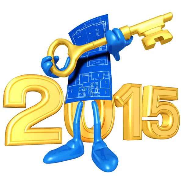 Felice anno nuovo d'oro 2015 — Foto Stock