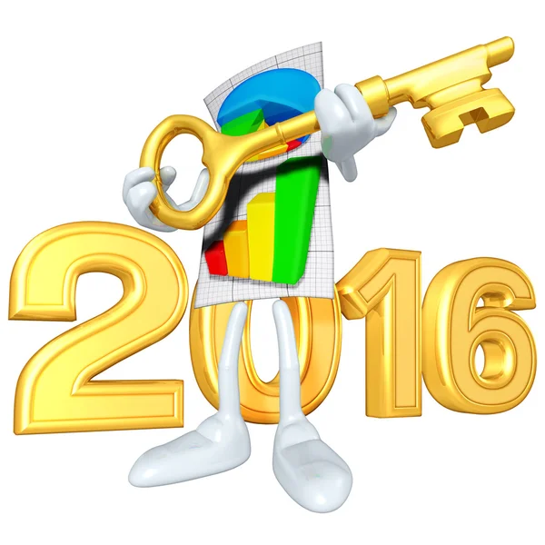 С Новым годом, золотой график 2016 — стоковое фото