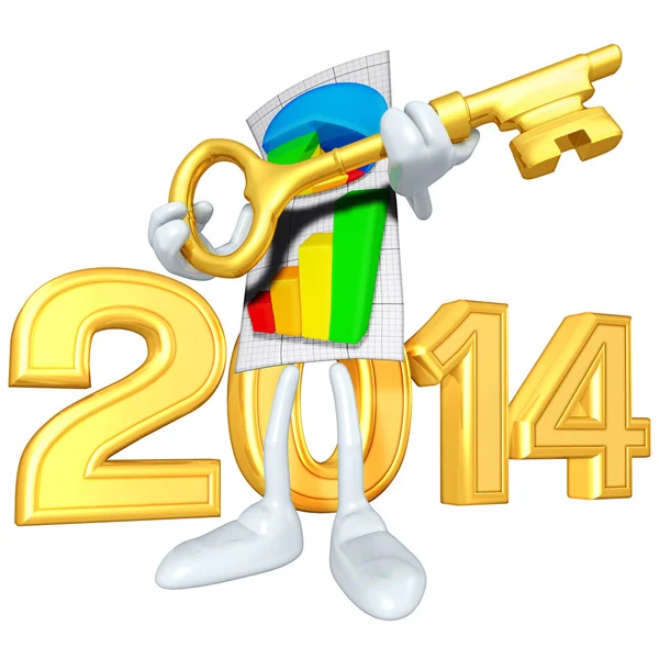 Yeni yıl 2014 altın grafiği — Stok fotoğraf