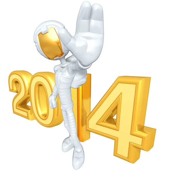 Nuovo Anno 2014 Robot d'oro — Foto Stock