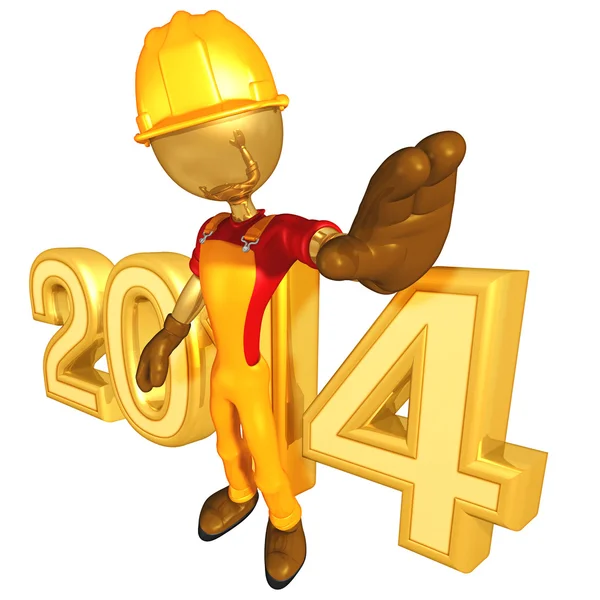 Constructor New Year 2014 Gold — Stock Photo, Image