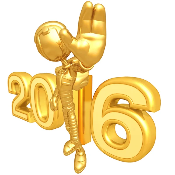 Gott nytt år gyllene roboten 2016 — Stockfoto