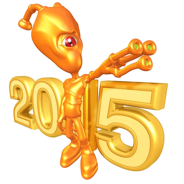 Feliz año nuevo alienígena de oro 2015 — Foto de Stock