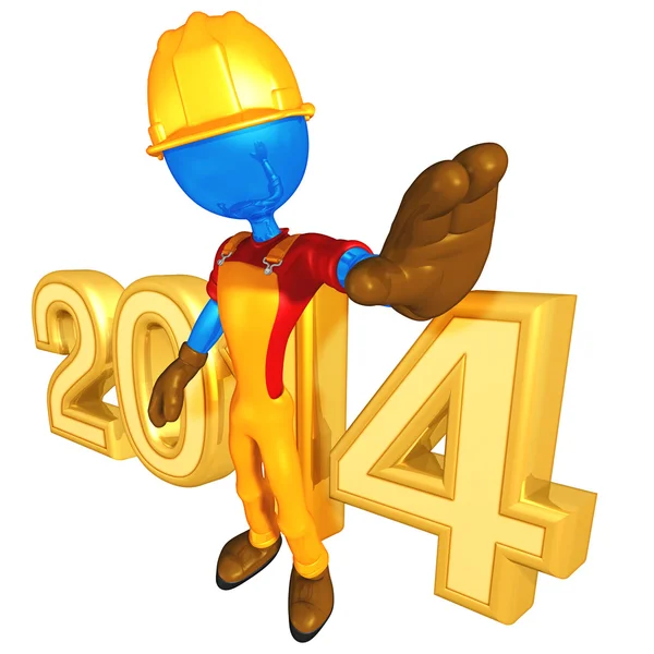 Ano Novo 2014 construtor de ouro — Fotografia de Stock