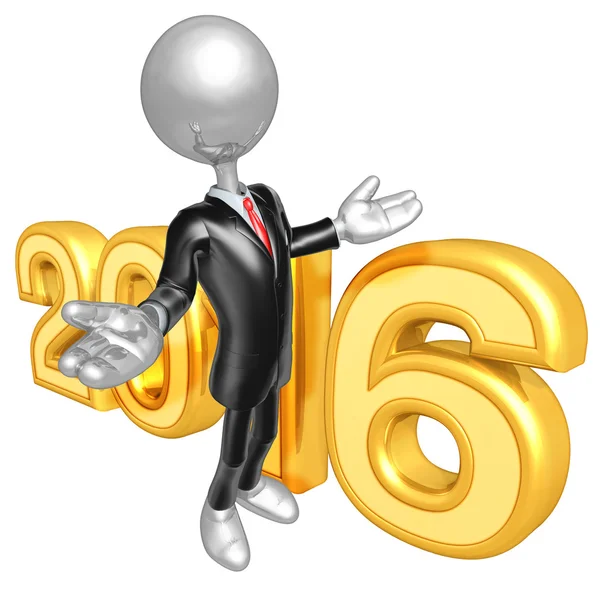 Happy new year golden  businessman 2016 — Stock Photo, Image