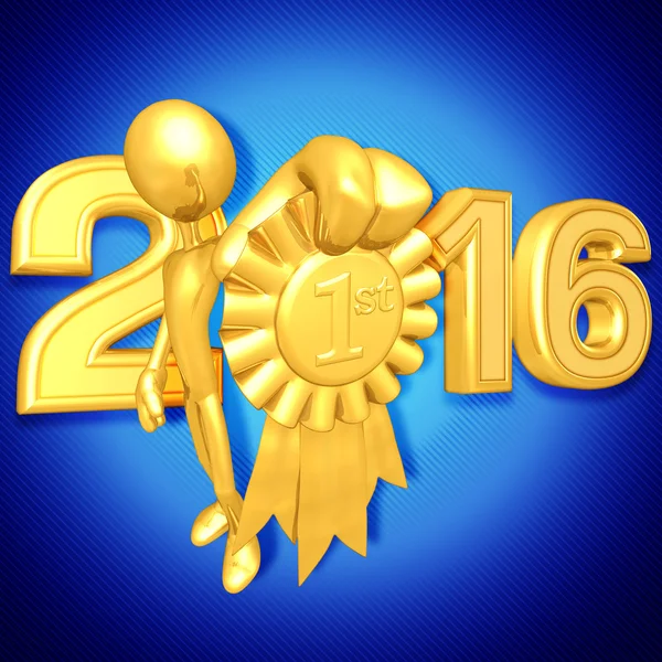 Felice anno nuovo medaglia d'oro 2016 — Foto Stock