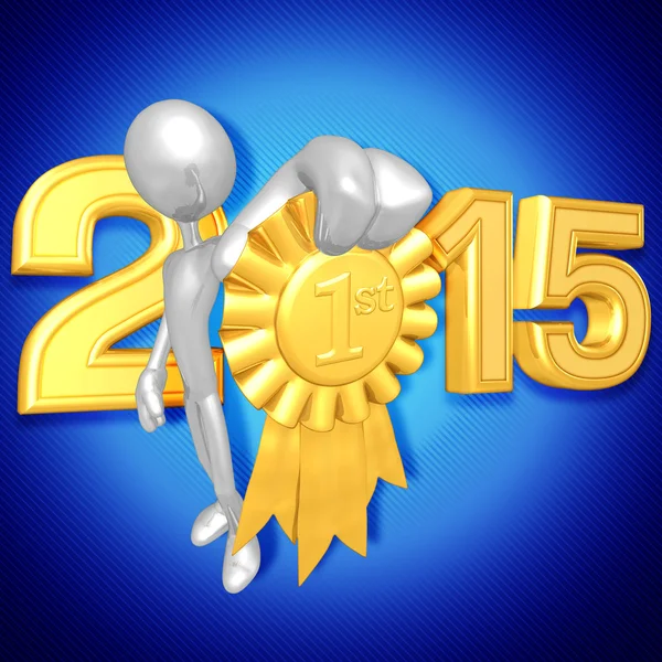 Ευτυχισμένο το νέο έτος χρυσό μετάλλιο 2015 — Φωτογραφία Αρχείου