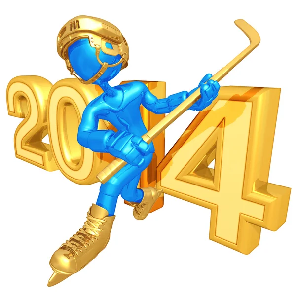 新年 2014 ゴールド ホッケー — ストック写真
