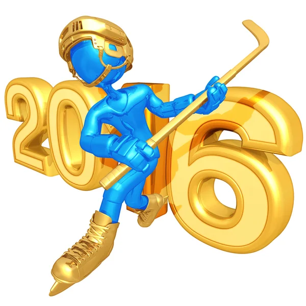 Boldog új évet arany Jégkorong 2016 — Stock Fotó