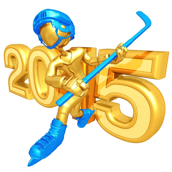 Feliz ano novo hóquei dourado 2015 — Fotografia de Stock