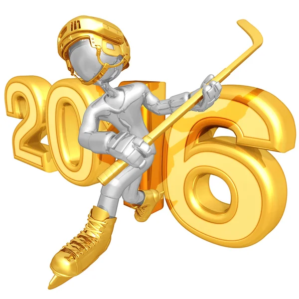 Happy new year golden hockey 2016 — Stock Photo, Image