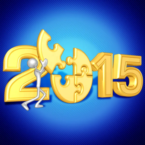 Feliz año nuevo rompecabezas de oro 2015 —  Fotos de Stock