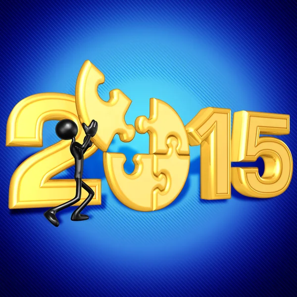 Felice anno nuovo puzzle d'oro 2015 — Foto Stock
